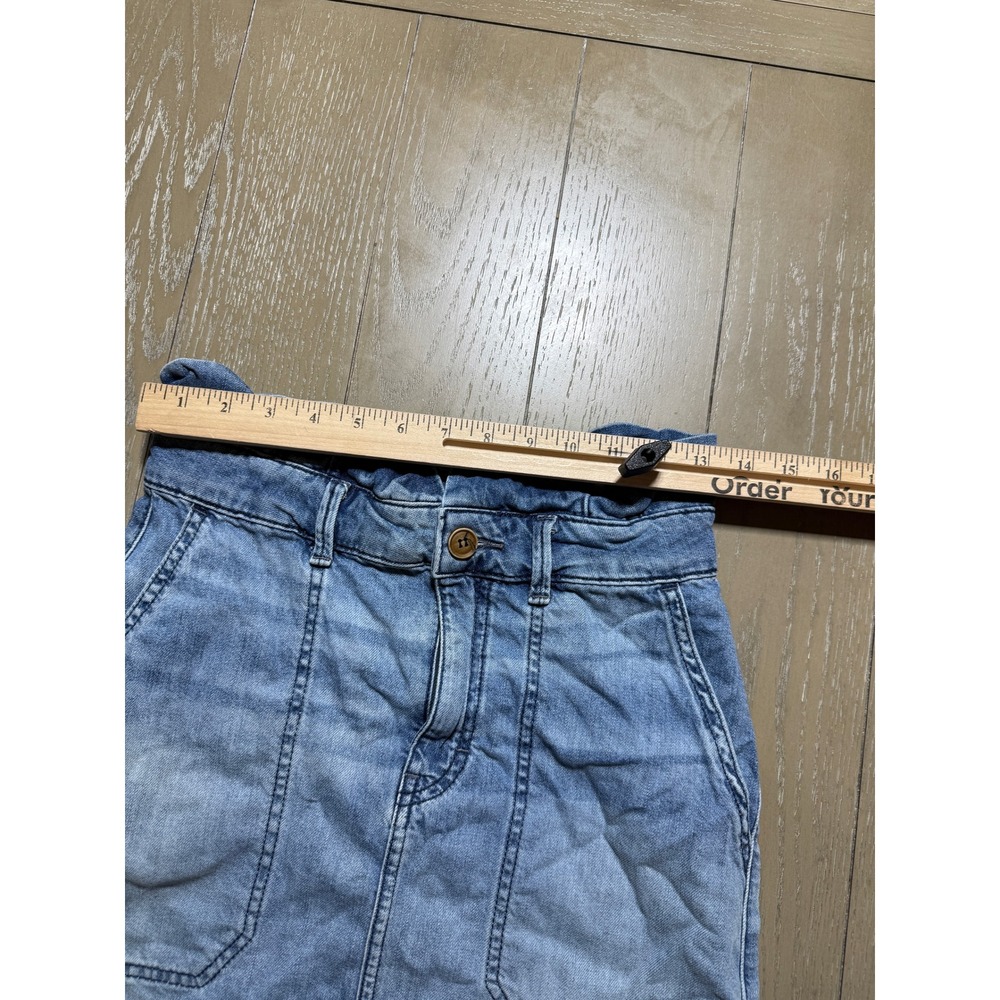 Free People Skirt Womens 2 Blue Denim Paperbag Waist Light Wash Mini - Picture 7 of 10